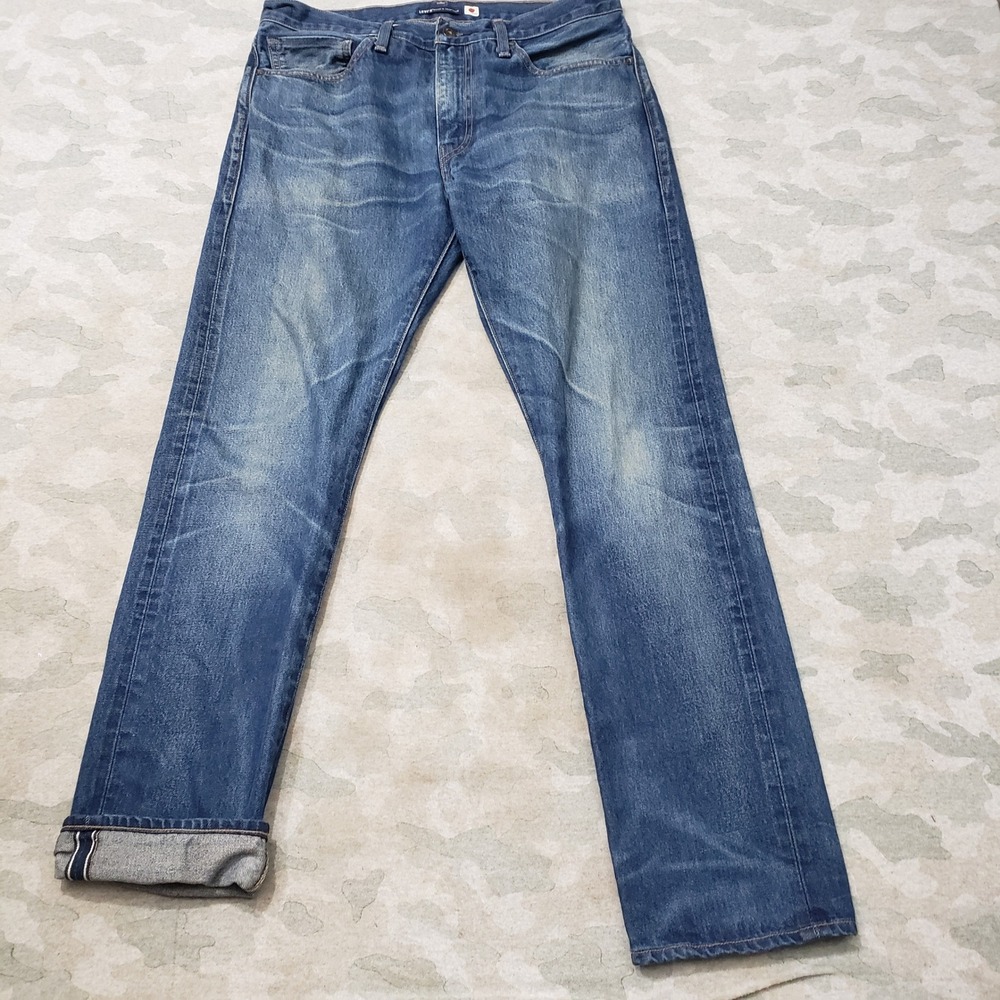 Levi's 511 Jeans Men 34x32 Blue Japan Selvedge Redline Honeycomb Whiskered Big e